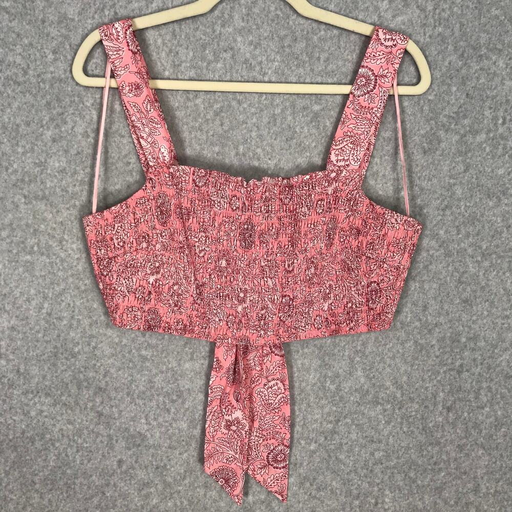 House of Harlow Crop Top Small Pink Ditsy Floral Tank Back Tie Bow Festival‎